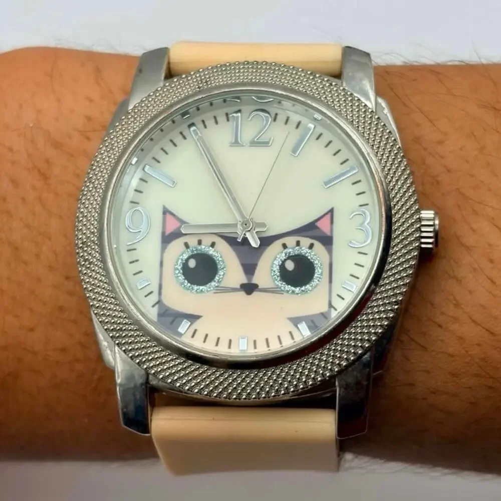Silver & Beige Cat Men’s Watch